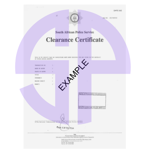South African Police Clearance Certificate