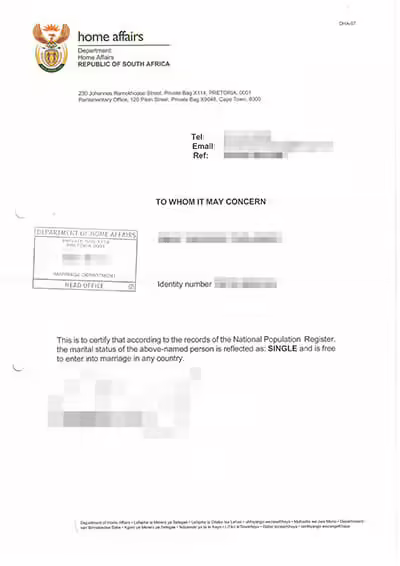 DHA Letter of No Impediment example