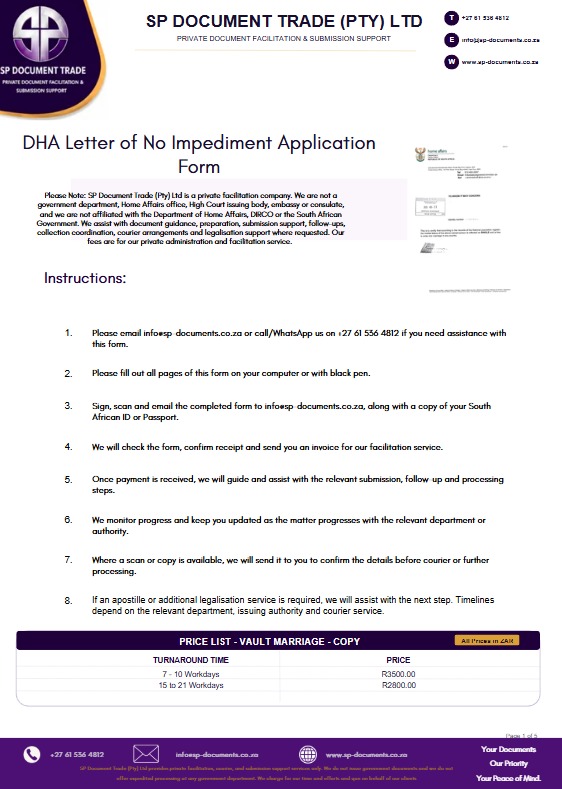 SP Document Trade LNI application pack
