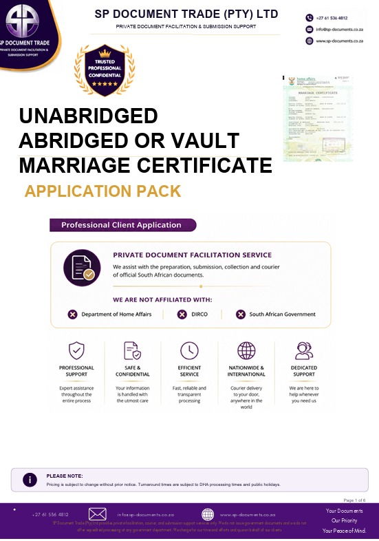SP Documents marriage certificate application pack
